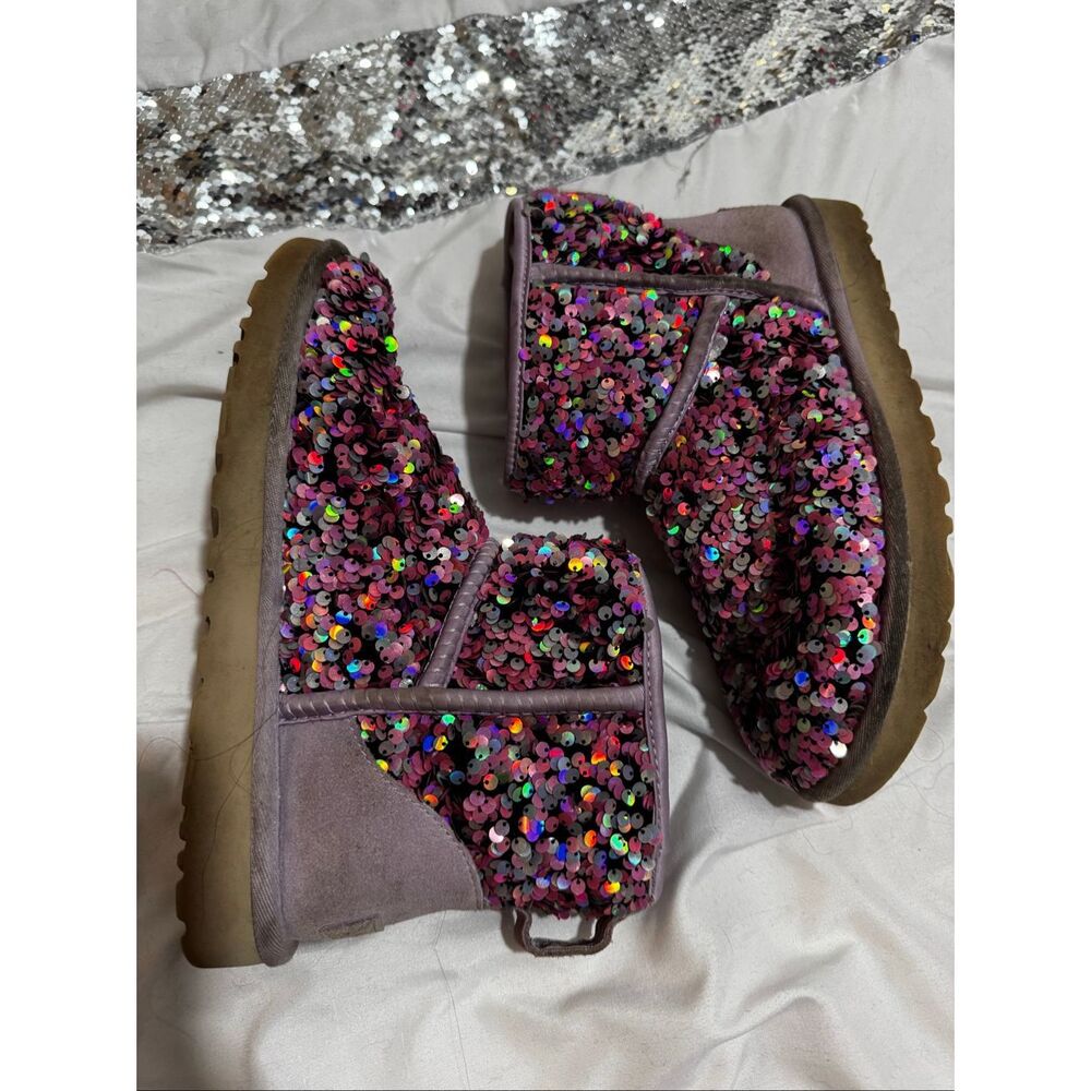 Ugg Classic Mini Stellar Sequin Boot In Purple (M… - image 3